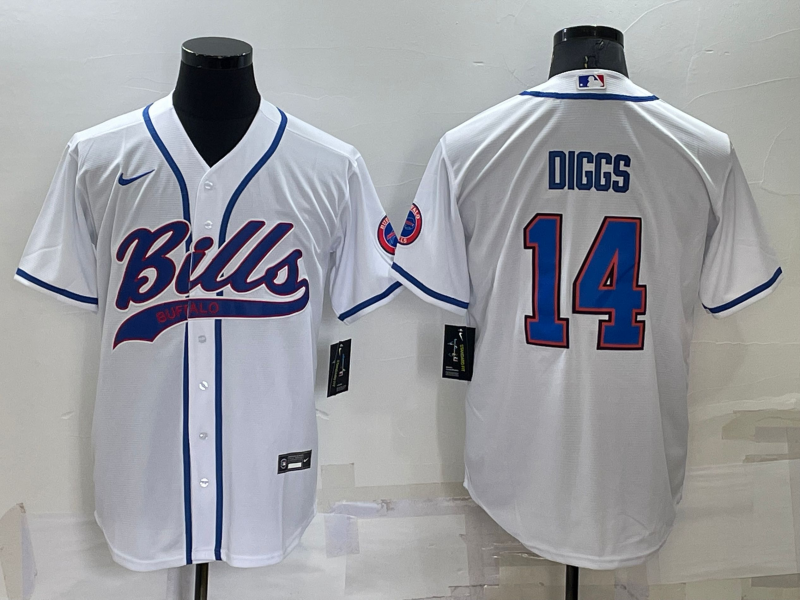 Men's Buffalo Bills #14 Stefon Diggs White Cool Base Stitched Baseball Jersey